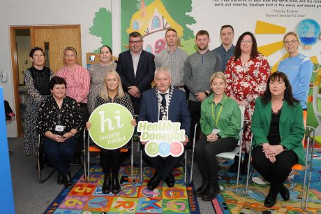 Cathaoirleach of Donegal County Council, Cllr. Martin Harley pictured launching the Moments of Happiness at your Library Initiative. 